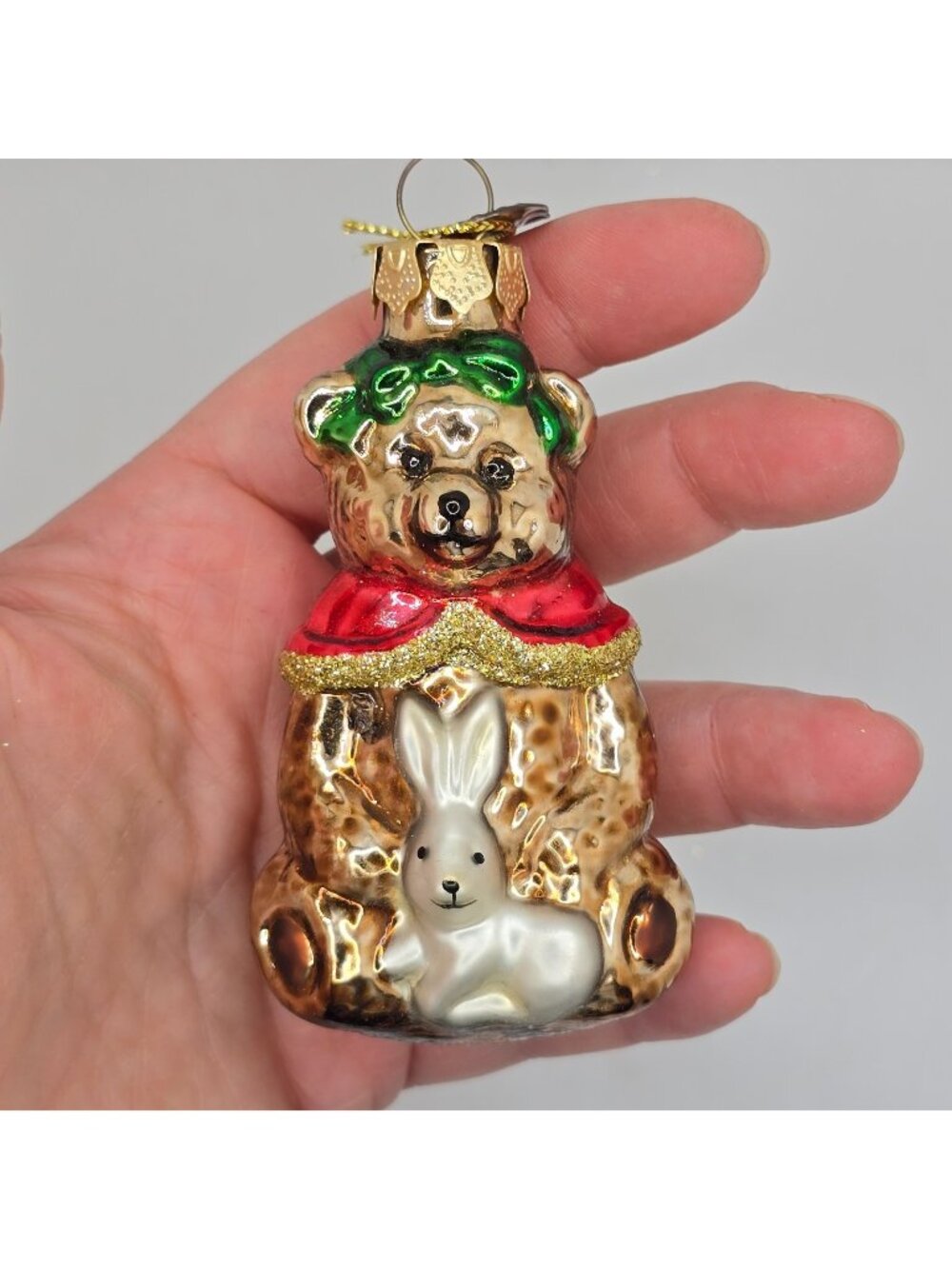 Christmas Ornament Glass Teddy Bear Bunny Thomas Pacconi Museum Series 2003 VTG
